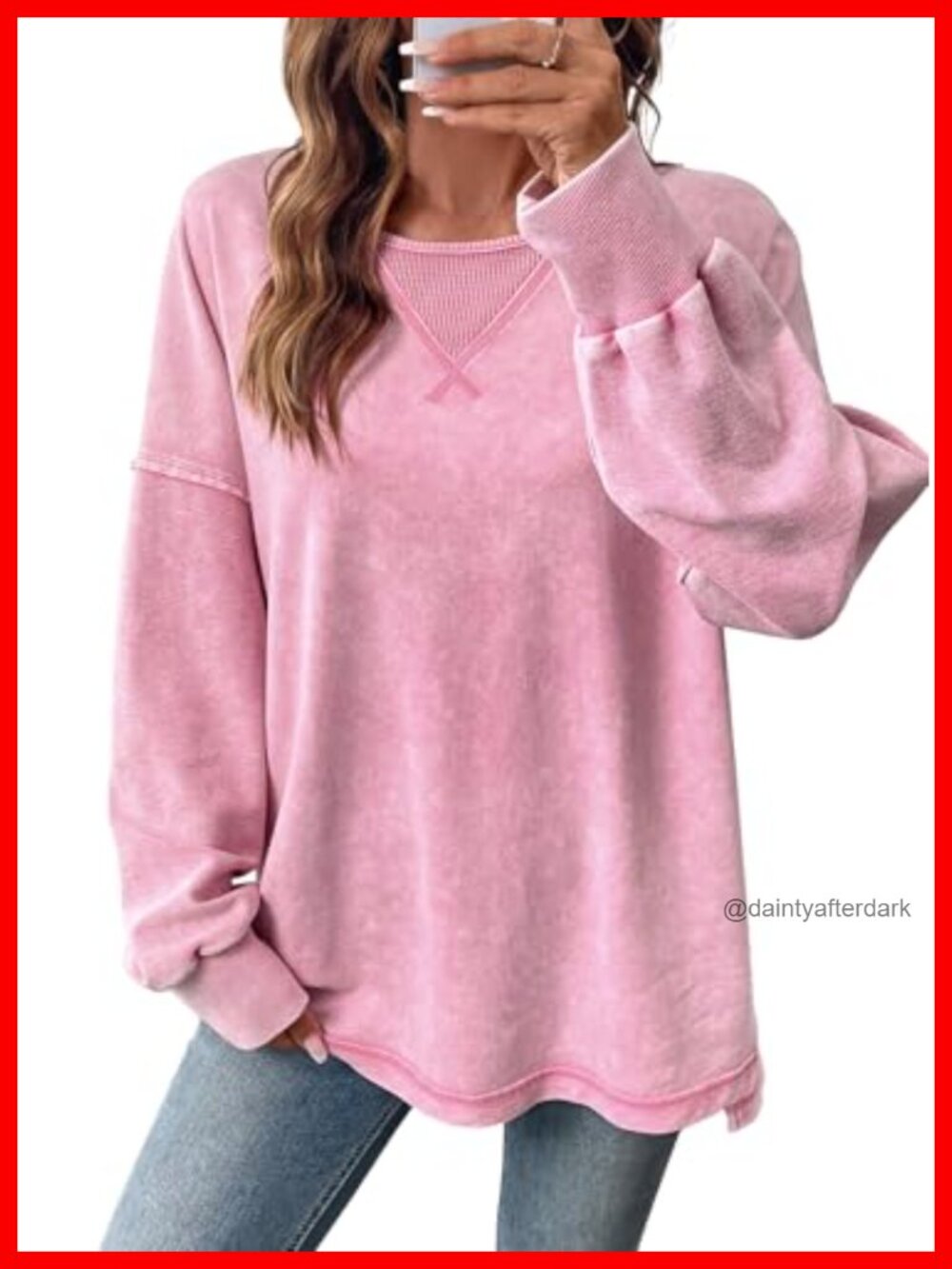 SHEWIN Women's Long Sleeve Crewneck Sweatshirt Oversized Pullover Casual